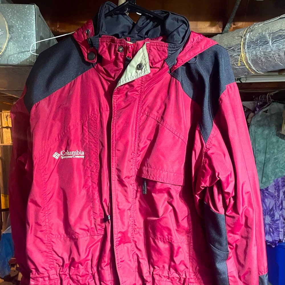 Red Columbia windbreaker